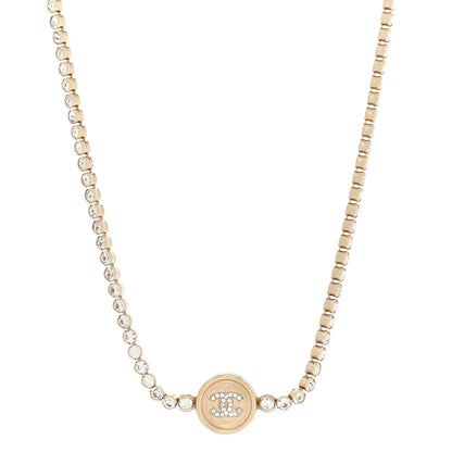 Chanel Crystal CC Chain Short Necklace Gold 1 of 6