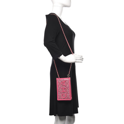Chanel Tweed PVC Lambskin Clutch With Chain Pink 2 of 10