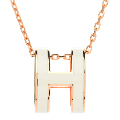 Hermes Lacquered Rose Gold Pop H Pendant Necklace White 4 of 7