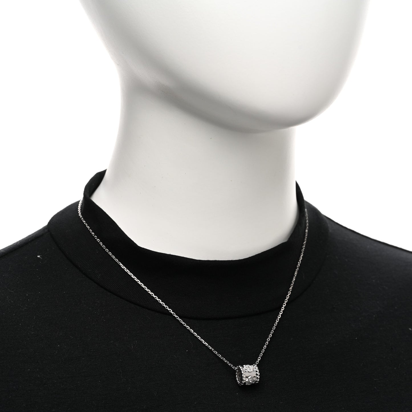 18K White Gold Diamond Small Perlee Clovers Pendant Necklace