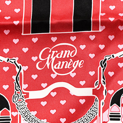 Hermes Silk Grand Manege Cut Bandana Love Scarf 70 Rouge Rose Black 5 of 6