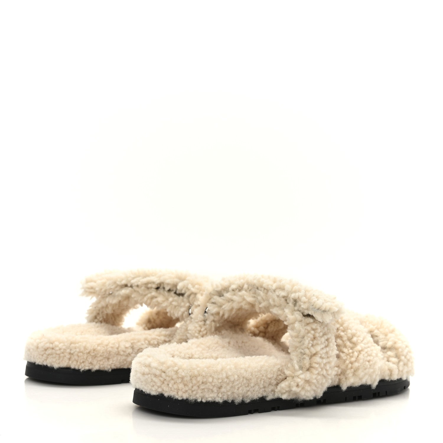 Hermes Woolskin Womens Chypre Sandals 38 Ecru 4 of 8
