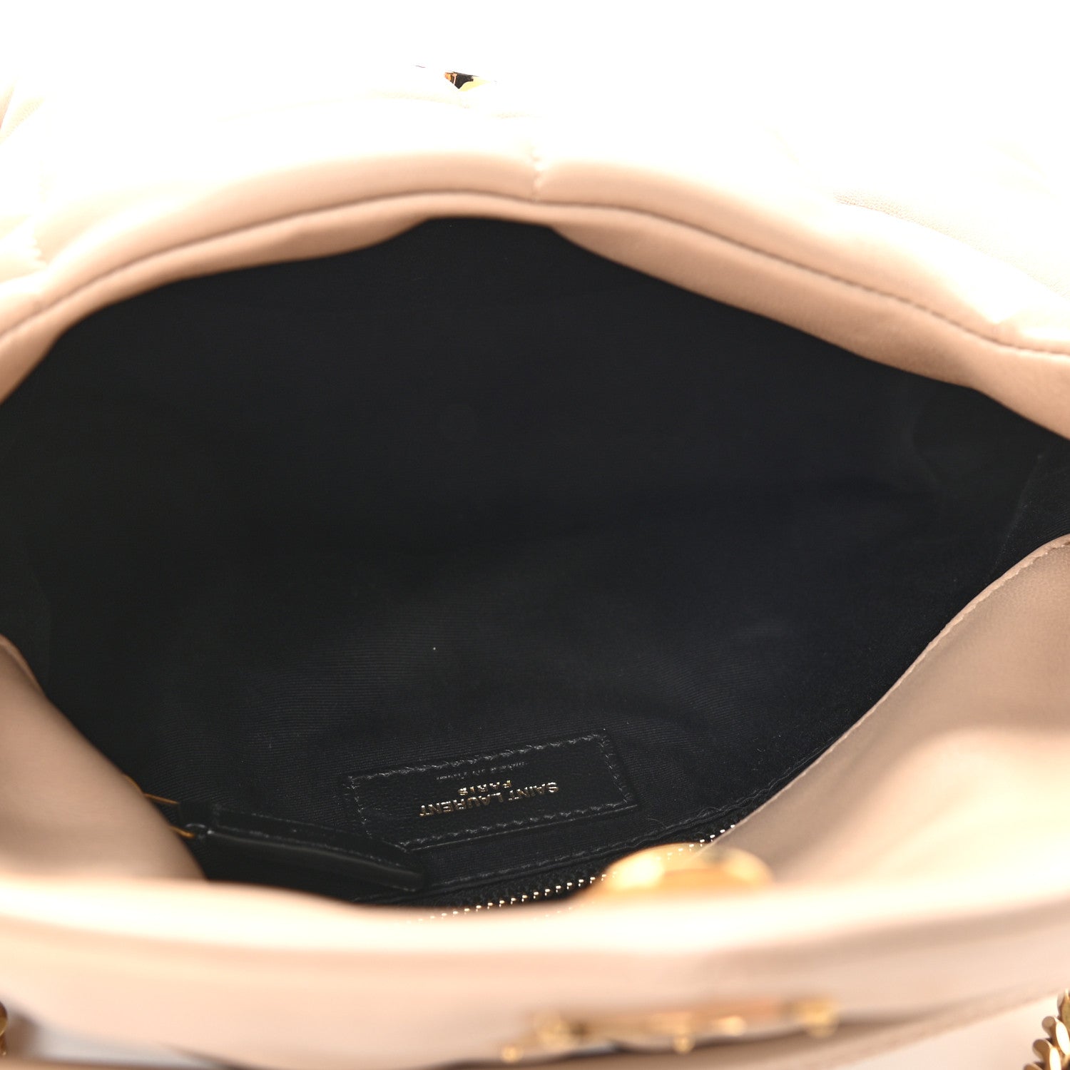 Saint Laurent Lambskin Quilted Small Loulou Puffer Monogram Chain Satchel Dark Beige 5 of 9