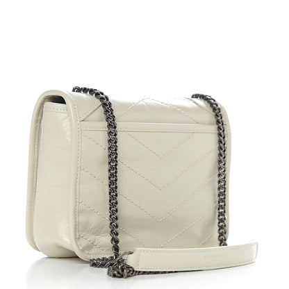 Saint Laurent Crinkled Calfskin Matelasse Monogram Niki Chain Wallet Crema Soft 2 of 8