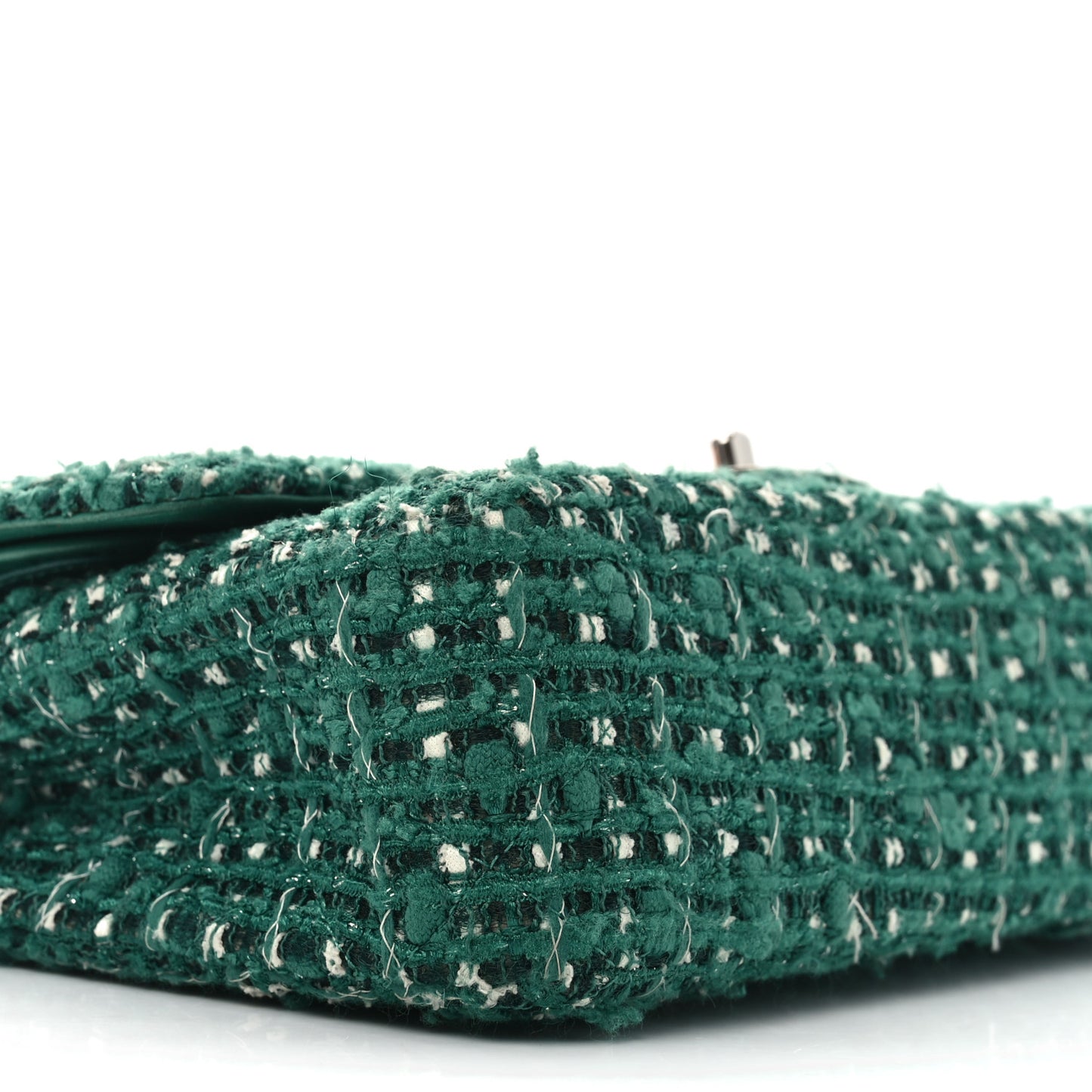 Tweed Quilted Medium Double Flap Green