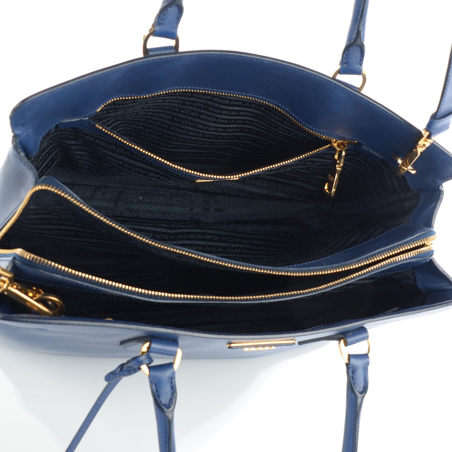 Prada Saffiano Lux Large Top Handle Open Tote Bluette 5 of 8