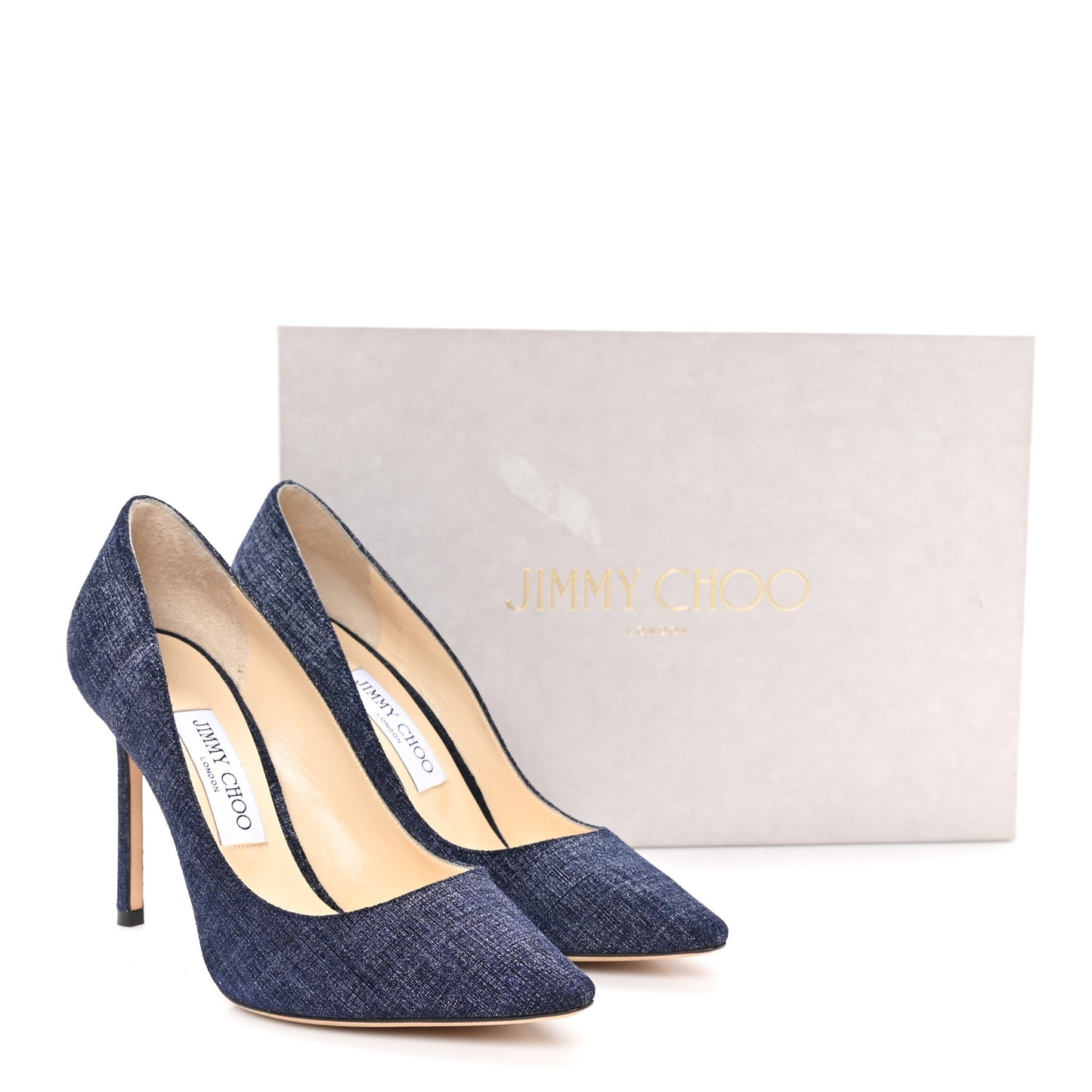 Denim Pointy Toe Romy 100 Pumps 37.5 Light Indigo