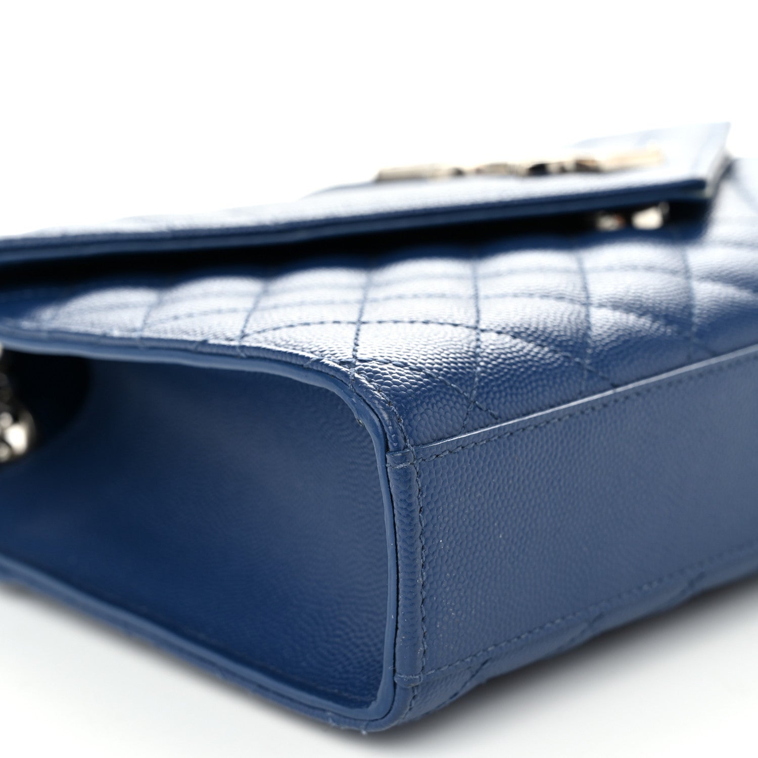 Saint Laurent Grain De Poudre Textured Mixed Matelasse Triquilt Medium Monogram Satchel Denim 8 of 9