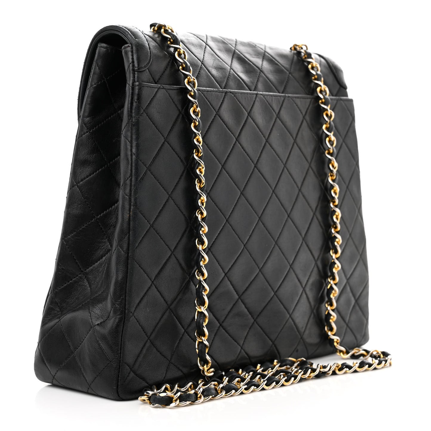Lambskin Quilted Single Flap Black