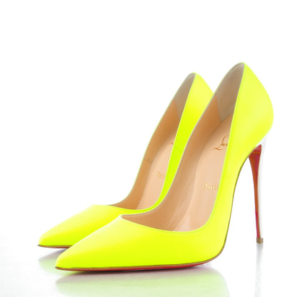 Christian Louboutin Matte Calfskin Jazz Calf Fluo So Kate 120 Pumps 38 Jaune White 3 of 8