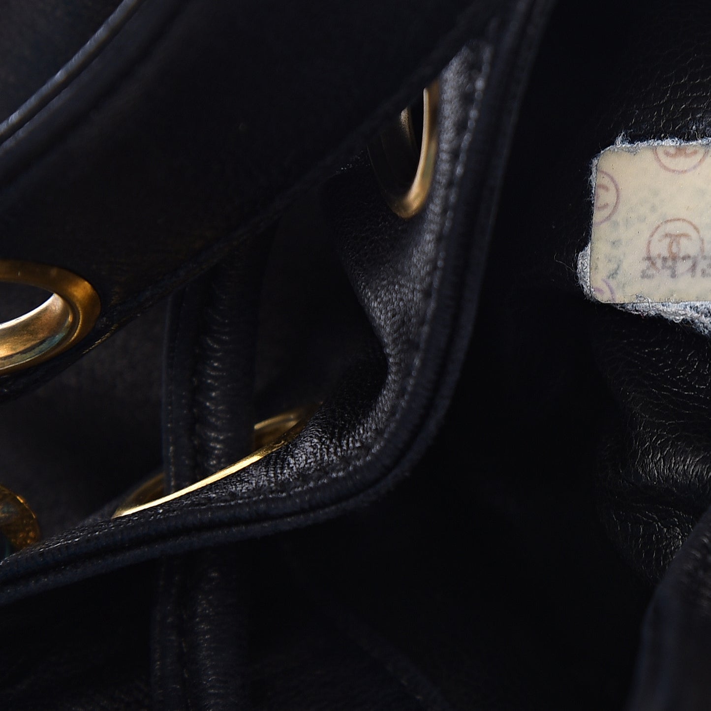 Lambskin CC Drawstring Shoulder Bag Black