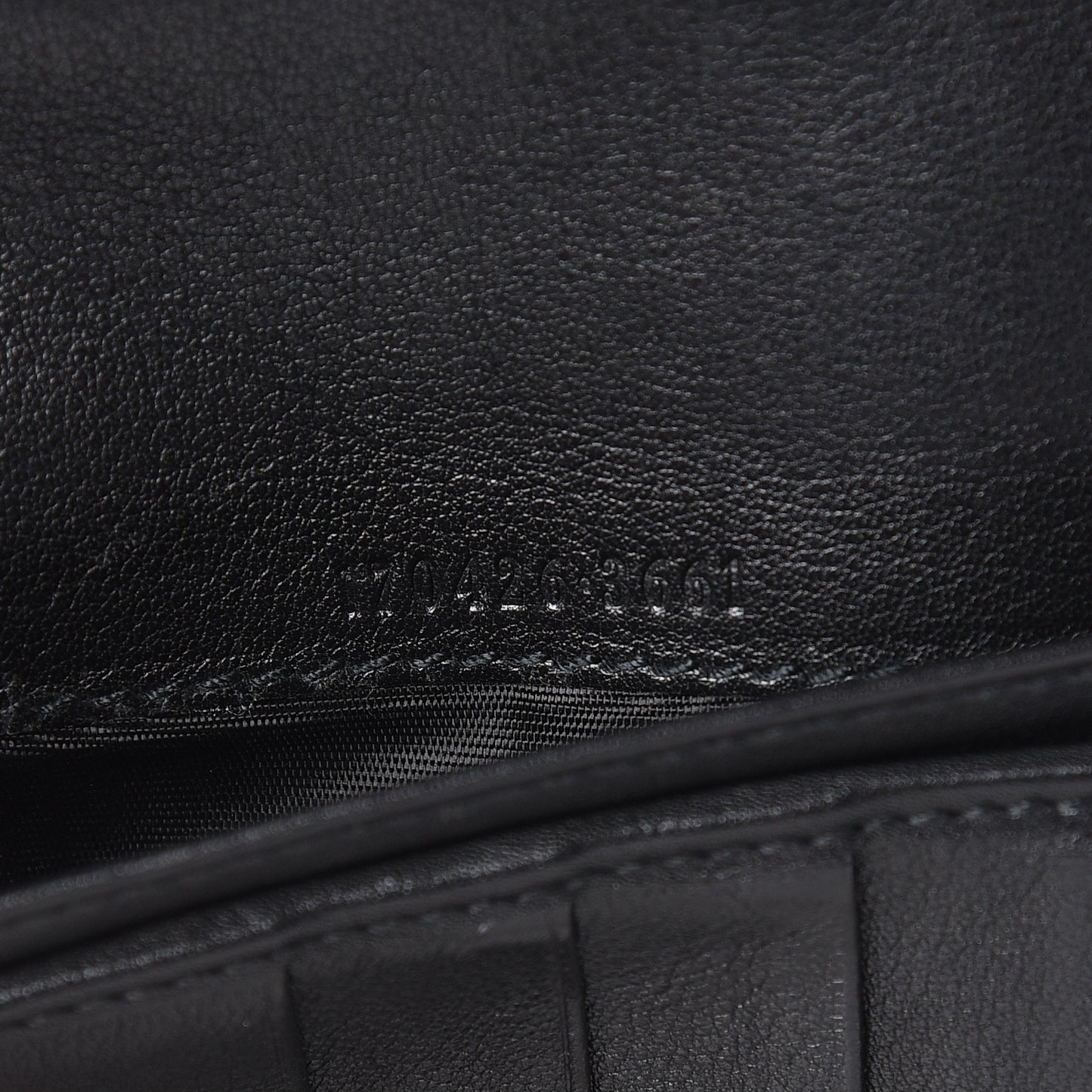 Guccissima Margaux Calfskin Metal Bar Chain Wallet Black