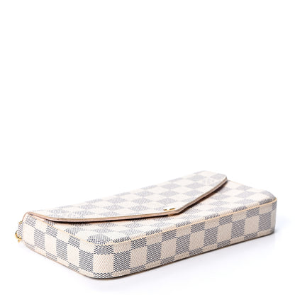 Louis Vuitton Damier Azur Pochette Felicie Chain Wallet Rose Ballerine 3 of 12