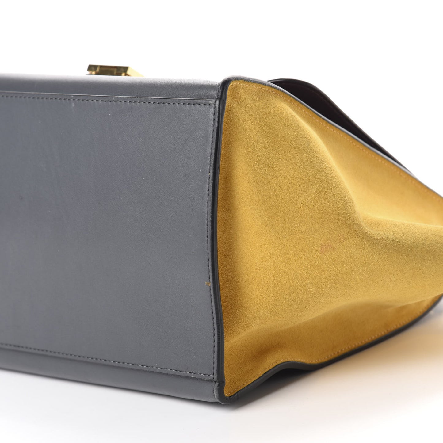 Smooth Calfskin Suede Medium Tri-Color Trapeze Yellow