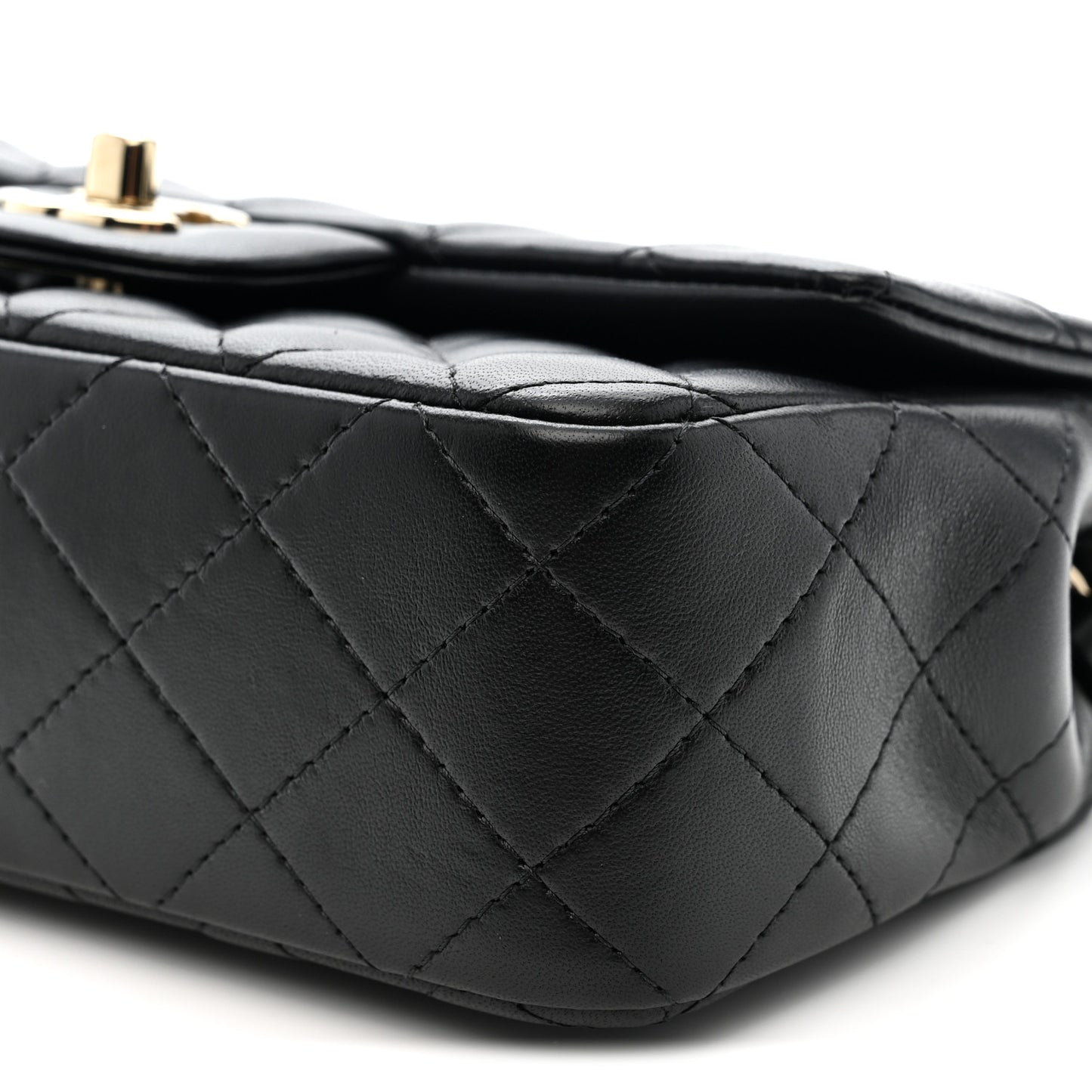 Lambskin Quilted Mini Rectangular Flap Black