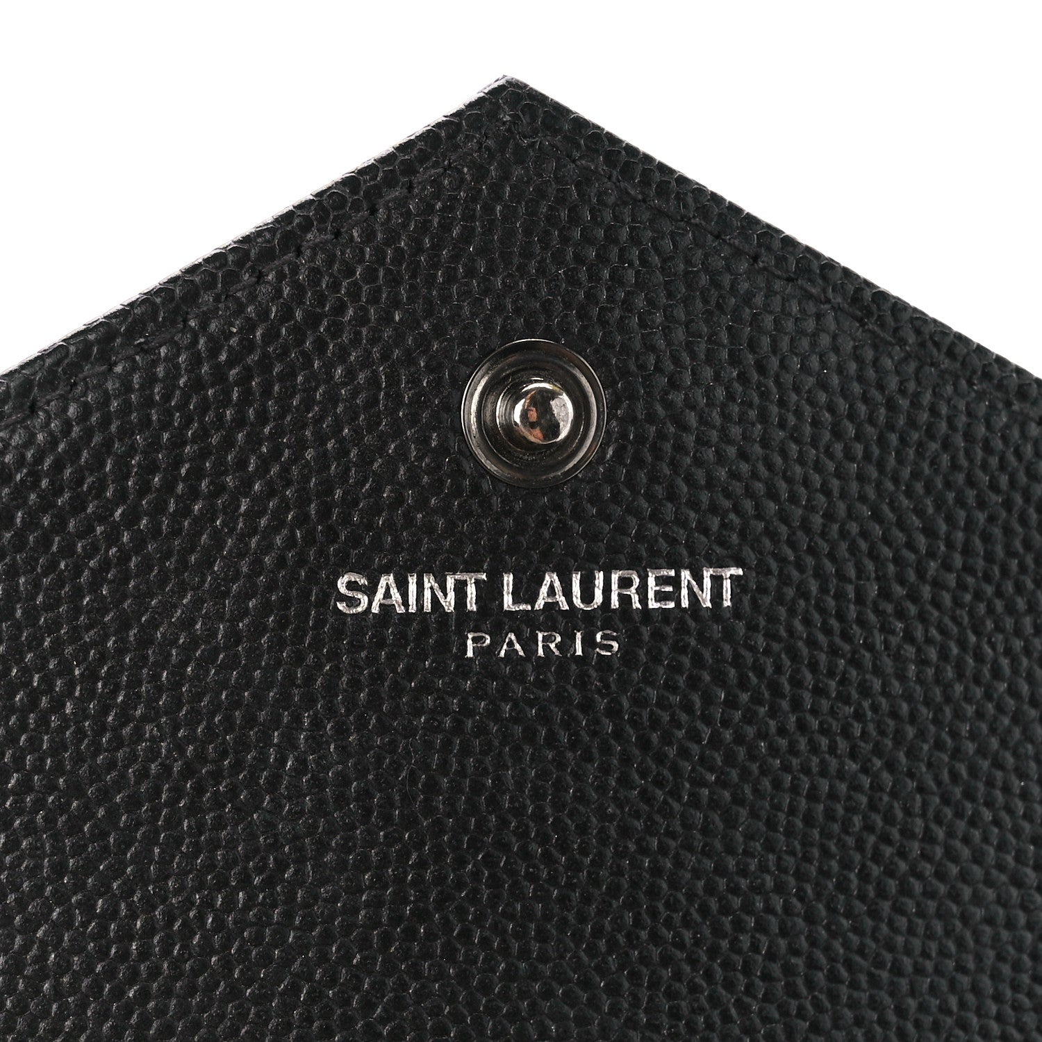 Saint Laurent Grain De Poudre Matelasse Chevron Monogram Monochrome Chain Wallet Black 8 of 13