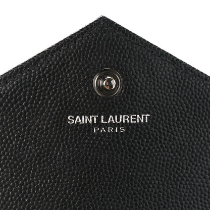 Saint Laurent Grain De Poudre Matelasse Chevron Monogram Monochrome Chain Wallet Black 8 of 13