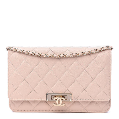 Chanel Caviar Quilted Golden Class Wallet On Chain WOC Light Beige 1 of 12