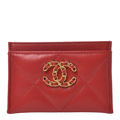 Chanel Goatskin Quilted Chanel 19 Card Holder Red 1 of 8