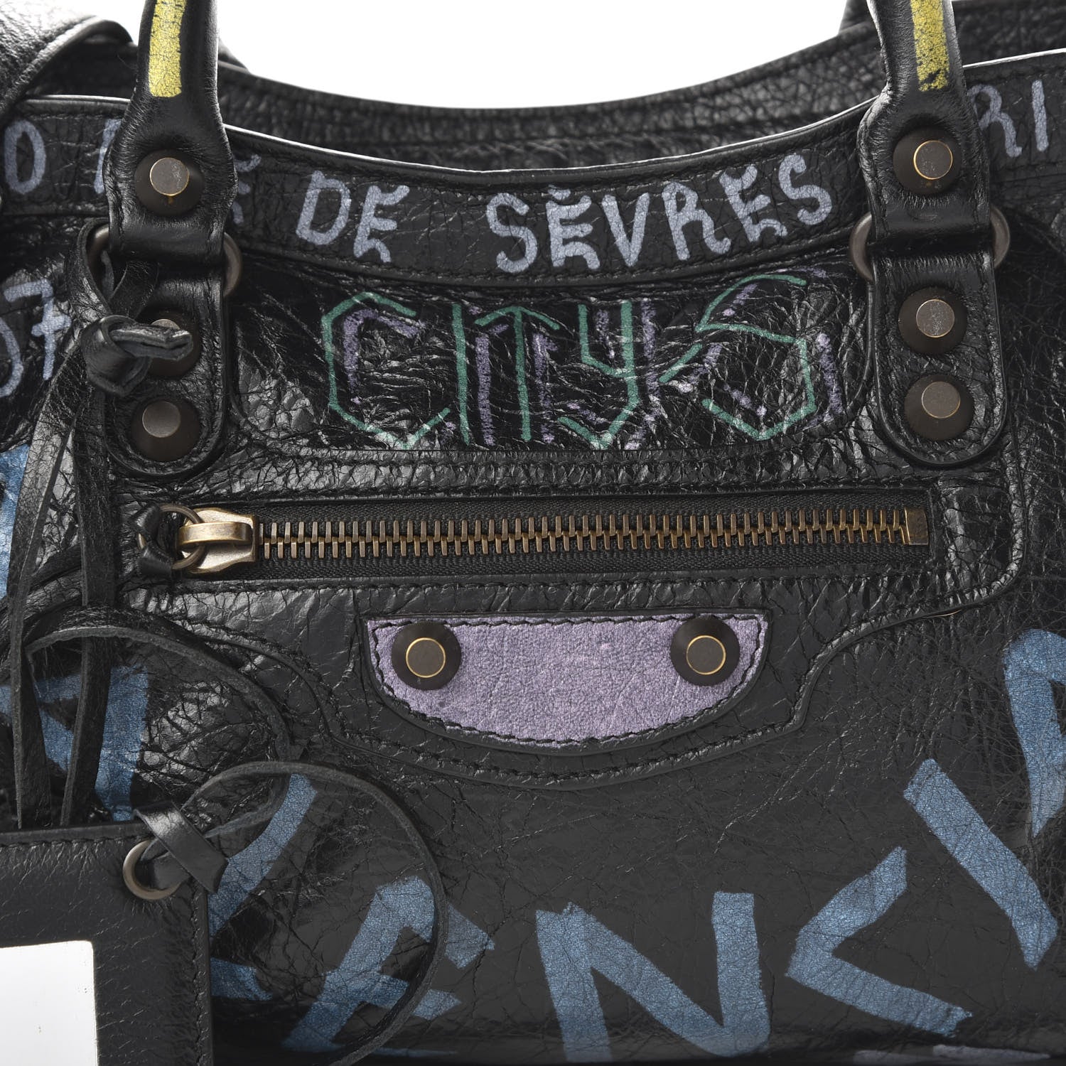 Balenciaga Agneau Graffiti All Over Classic Hardware S City Black Multicolor 9 of 9