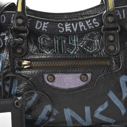 Balenciaga Agneau Graffiti All Over Classic Hardware S City Black Multicolor 9 of 9