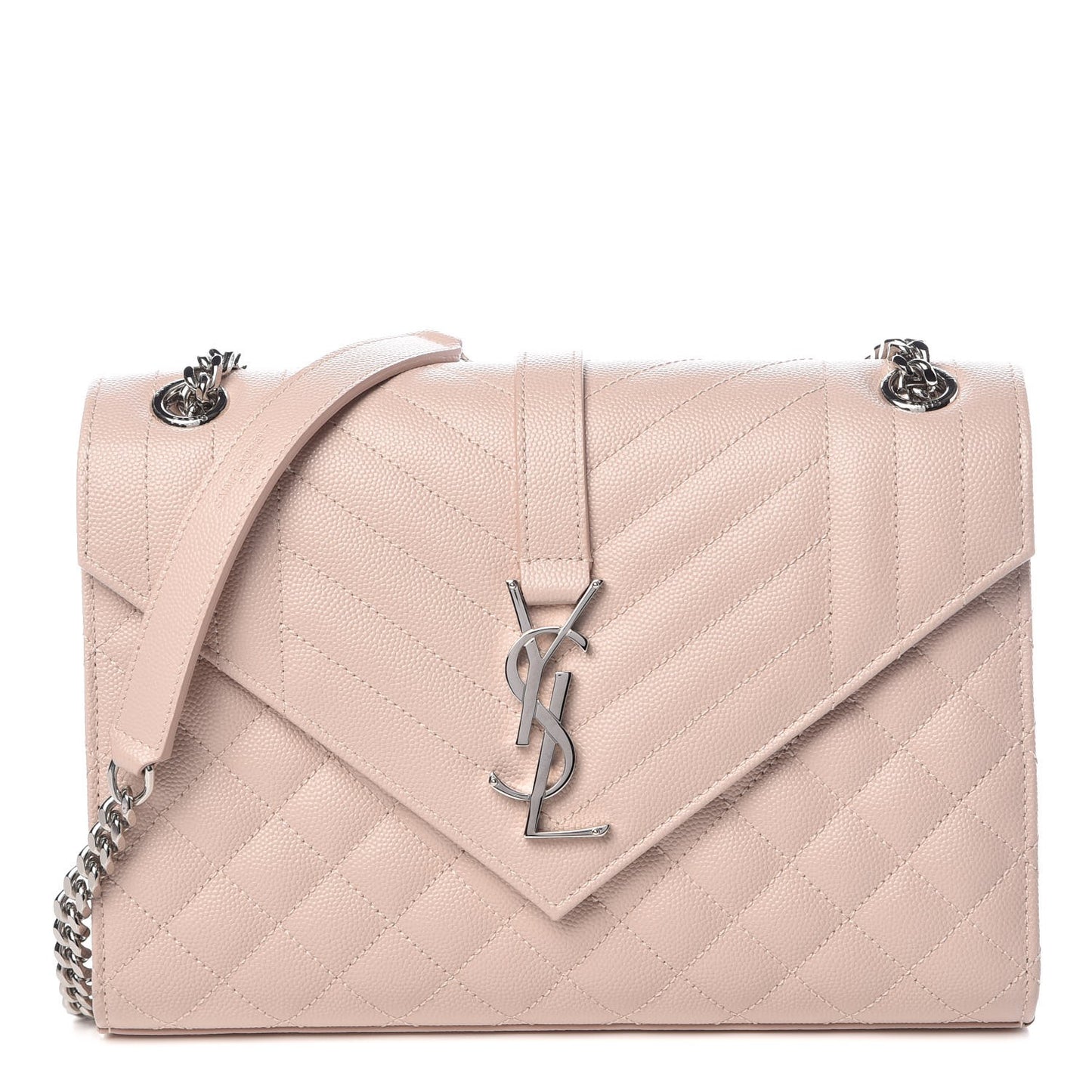 Grain De Poudre Textured Mixed Matelasse Medium Triquilt Monogram Satchel Marble Pink