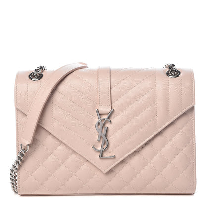 Saint Laurent Grain De Poudre Textured Mixed Matelasse Medium Triquilt Monogram Satchel Marble Pink 1 of 7