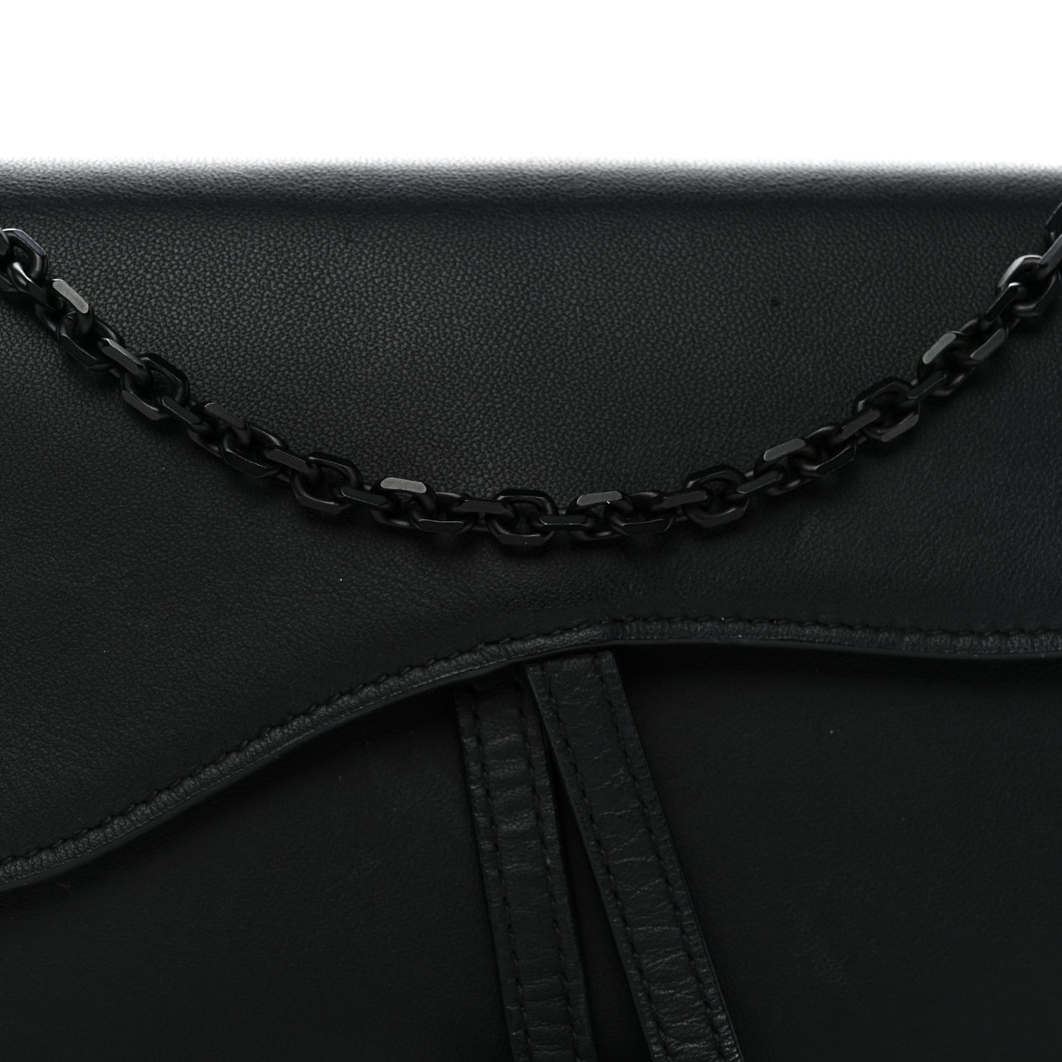 Christian Dior Ultra Matte Calfskin Saddle Chain Wallet Pouch Black 9 of 12