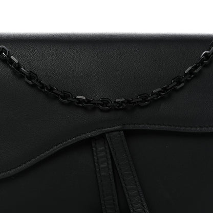 Christian Dior Ultra Matte Calfskin Saddle Chain Wallet Pouch Black 9 of 12