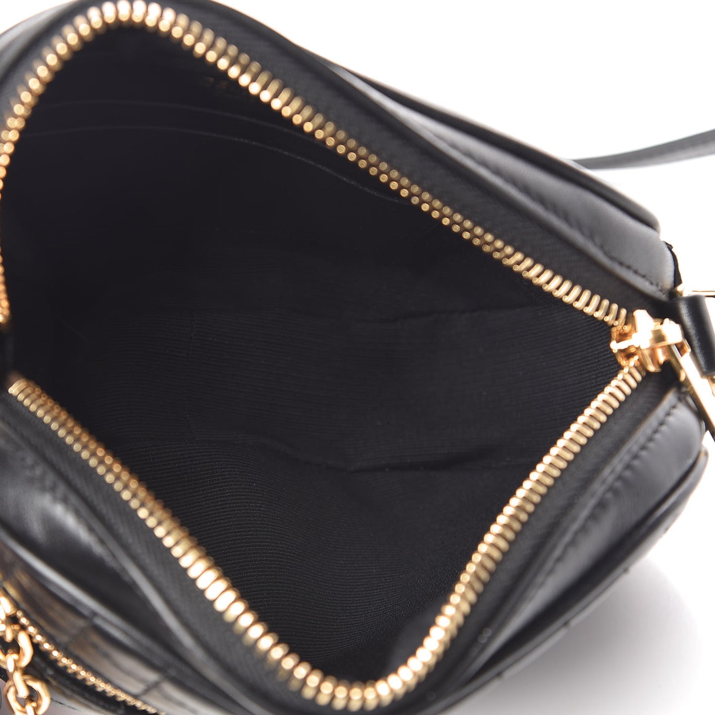 Calfskin Quilted Small C Charm Bag Black