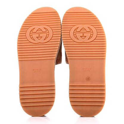 Gucci Canvas GG Monogram Angelina Platform Slide Sandals 40 Beige Ruggine 4 of 4