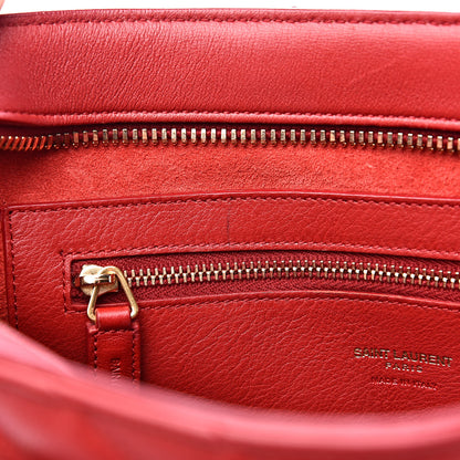 Saint Laurent Calfskin Matelasse Chevron Small Monogram Cabas Lipstick Red 14 of 14