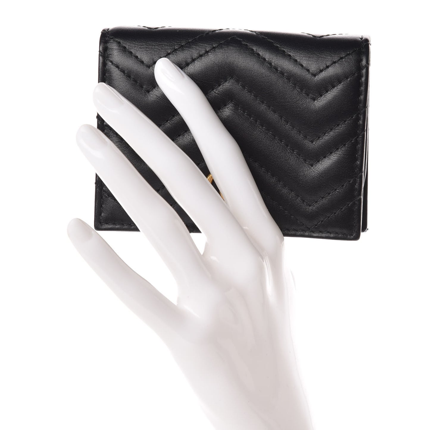 Calfskin Matelasse GG Marmont Card Case Wallet Black