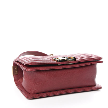 Chanel Caviar Chevron Quilted Small Boy Flap Dark Red 3 of 9