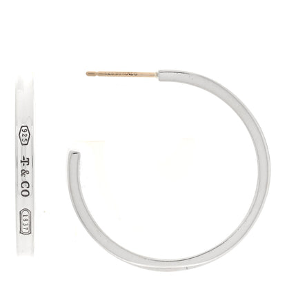 Tiffany Sterling Silver Medium Narrow 1837 Hoop Earrings 1 of 5