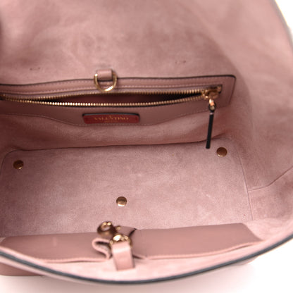 Valentino Garavani Calfskin Small Rockstud All Over Demilune Double Handle Satchel Lipstick 6 of 13