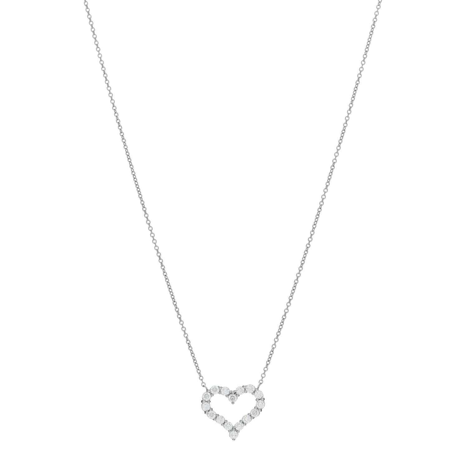 Tiffany Platinum Diamond Small Heart Pendant Necklace 1 of 4