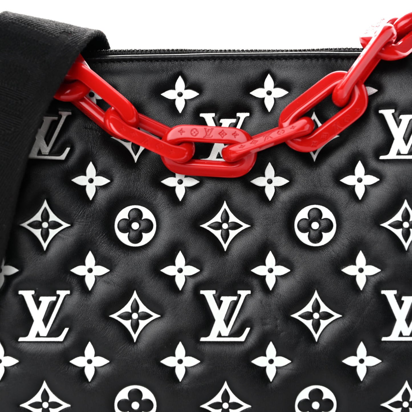Lambskin Embossed Monogram Coussin PM Black White