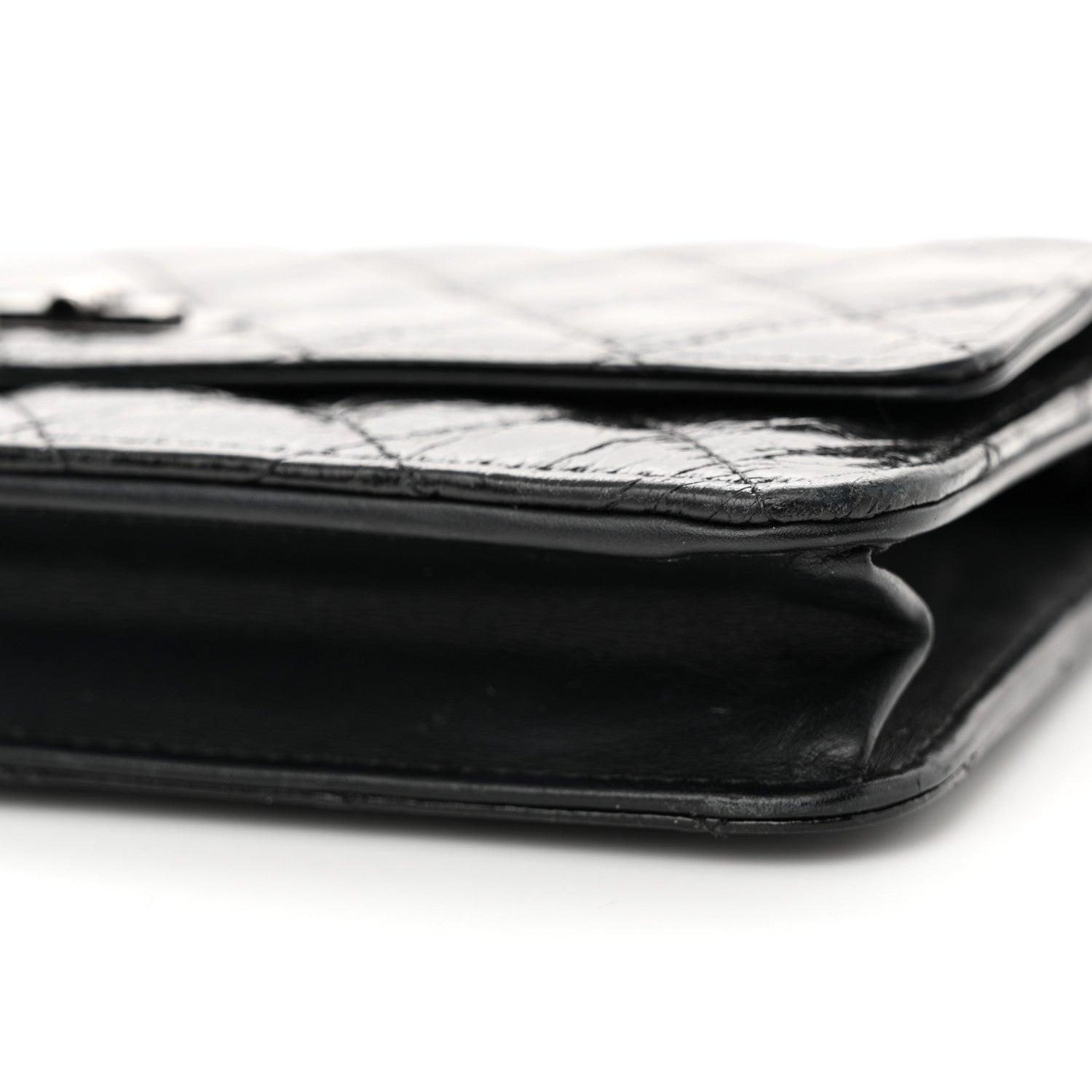 Chanel Glazed Aged Calfskin Reissue Wallet On Chain WOC Black 11 of 13