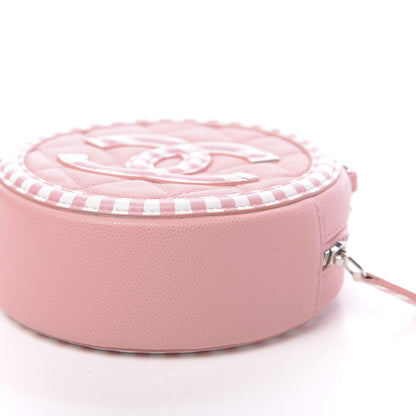 Chanel Caviar Quilted Filigree Round Clutch With Chain Pink White 9 of 11