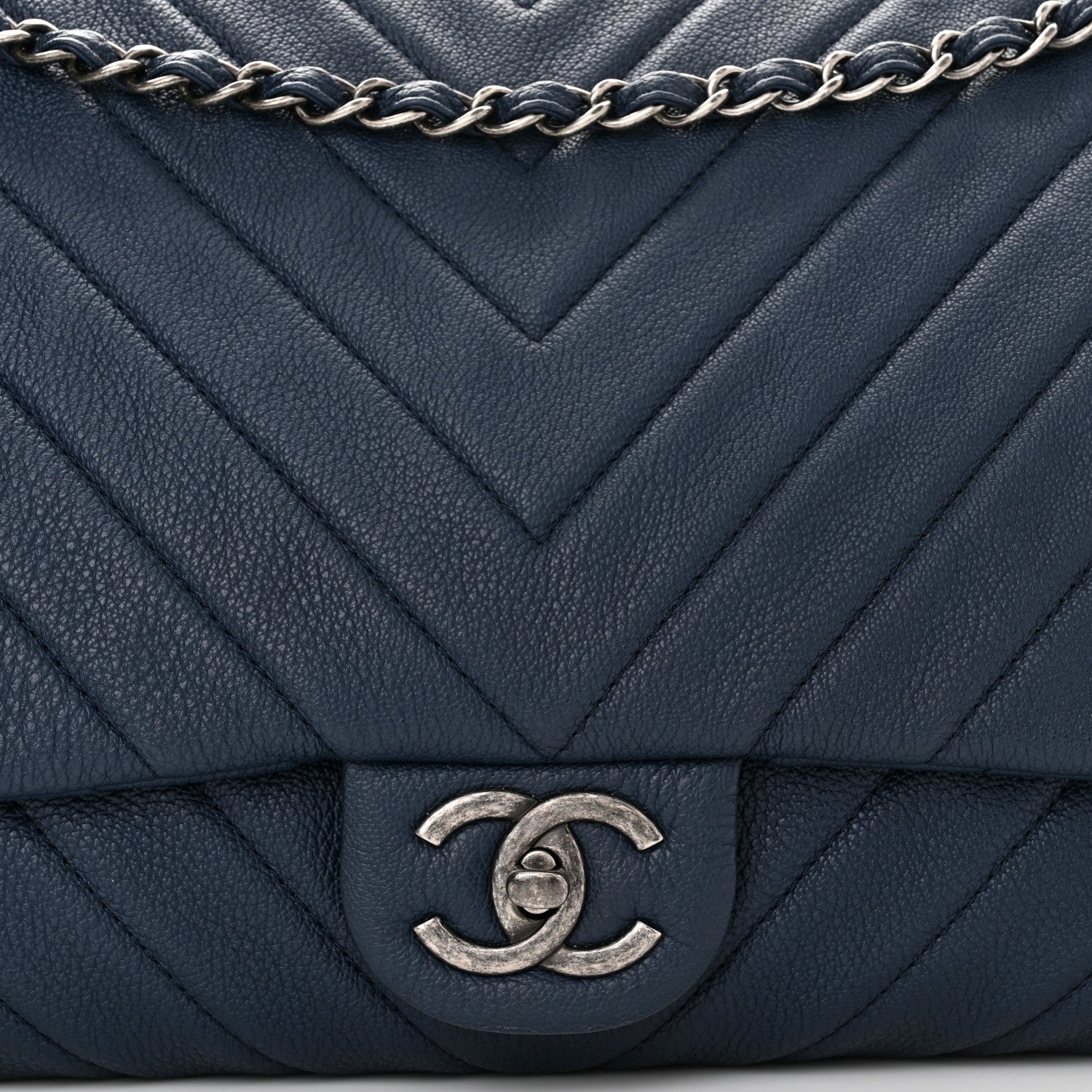 Chanel Calfskin Chevron Quilted XXL Travel Flap Bag Blue 8 of 10