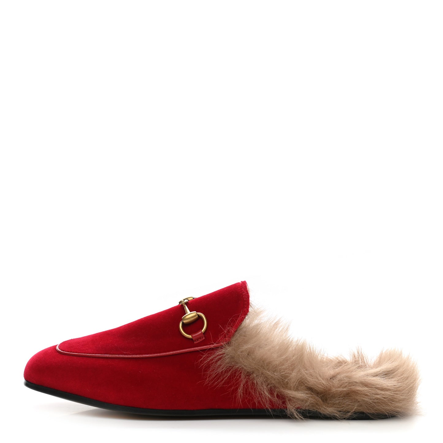 Velvet Fur Womens Princetown Slippers 37.5 Hibiscus Red