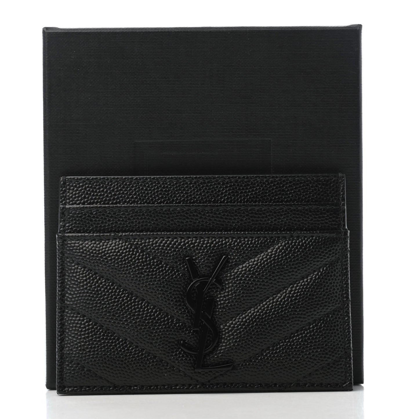 Grain De Poudre Matelasse Chevron Monogram Credit Card Case Black