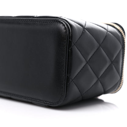 Chanel Lambskin Quilted Small Top Handle Vanity Case With Chain Black 9 of 10