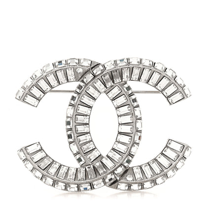 Chanel Baguette Crystal CC Brooch Silver 2 of 4