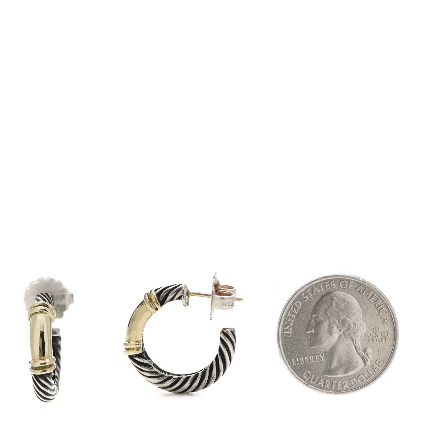 Sterling Silver 14K Yellow Gold Small Metro Hoop Earrings