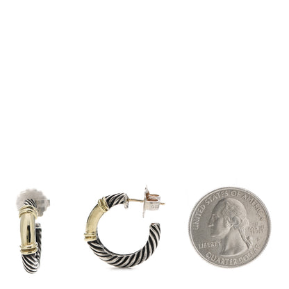 David Yurman Sterling Silver 14K Yellow Gold Small Metro Hoop Earrings 2 of 5