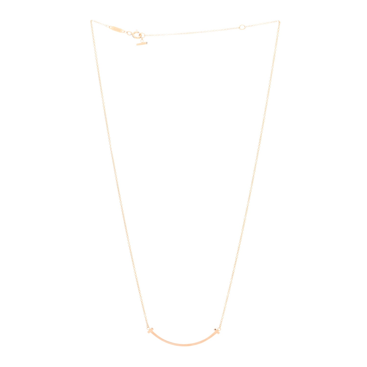 Tiffany 18K Rose Gold Small T Smile Pendant Necklace 2 of 6