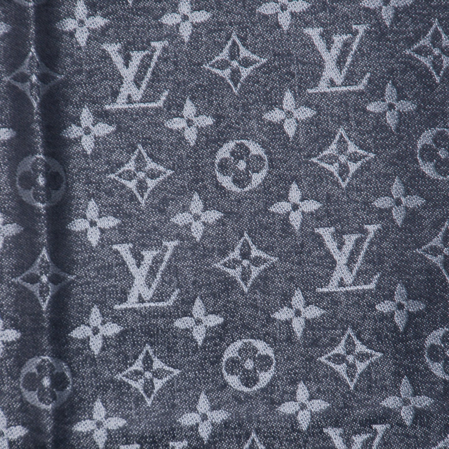 Silk Lurex Wool Monogram Shine Shawl Charcoal Grey