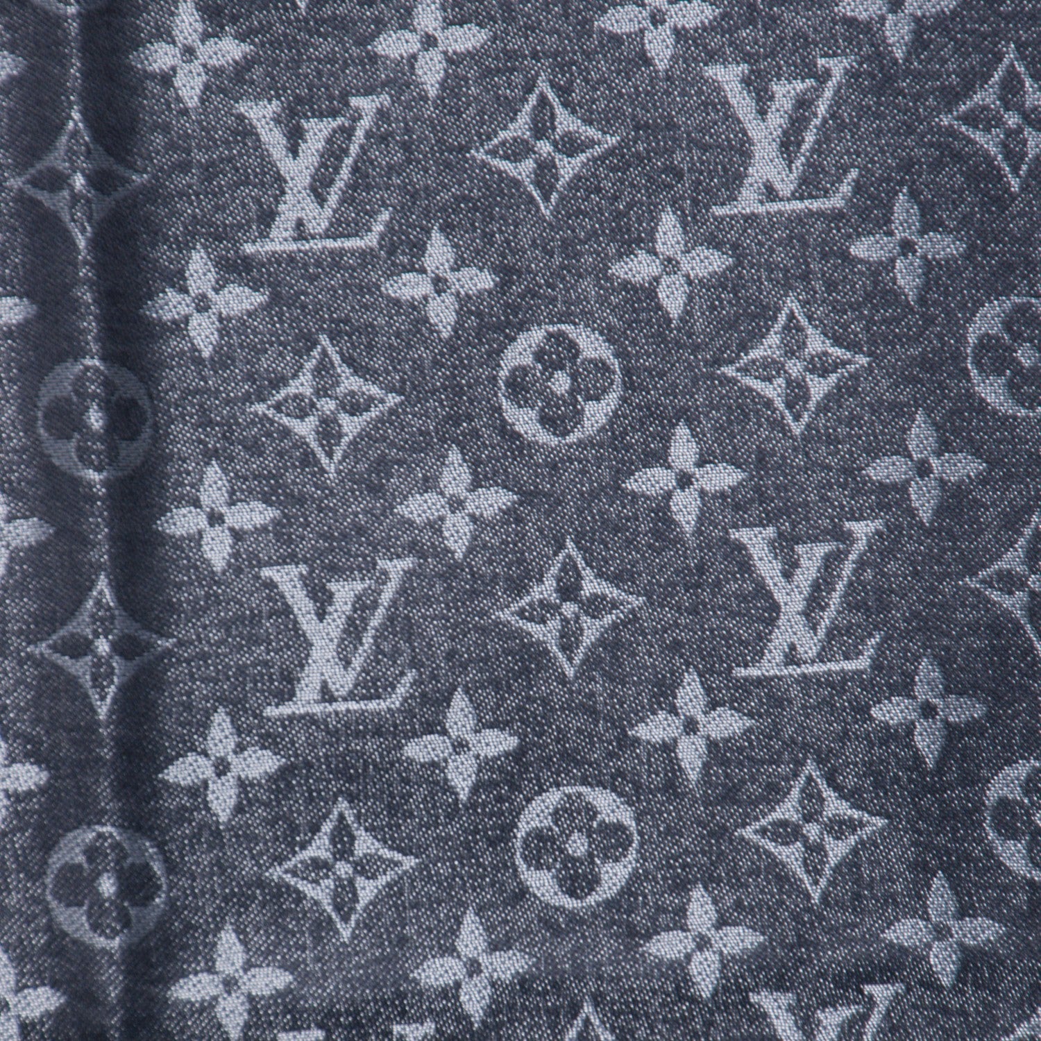 Louis Vuitton Silk Lurex Wool Monogram Shine Shawl Charcoal Grey 3 of 6